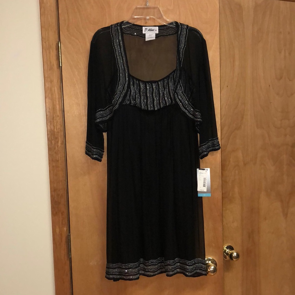 NWT Cocktail black beaded dress with bolero